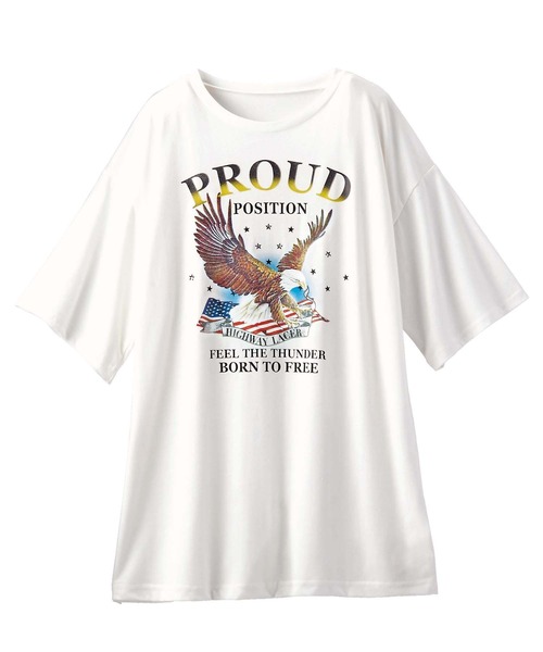 GeeRA(ジーラ)の「オーバーシルエットプリントTシャツ(Tシャツ/カットソー・レディース・ホワイト/チャコール/オフホワイト/グレー系その他・X-LARGE/LARGE/MEDIUM/SMALL)」の2枚目の写真