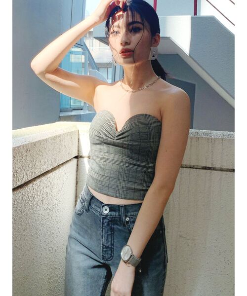 GYDA(ジェイダ)の「チェックベアビスチェ(チューブトップ・レディース・グレー・FREE)」の5枚目の写真