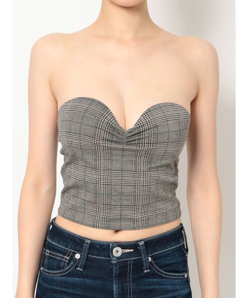 GYDA(ジェイダ)の「チェックベアビスチェ(チューブトップ・レディース・グレー・FREE)」の15枚目の写真