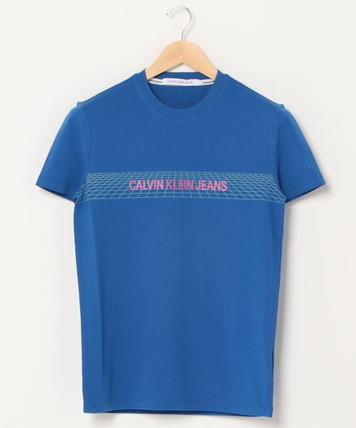 Calvin Klein（カルバン・クライン）の「ポリゴン ロゴ プリントTシャツ（Tシャツ/カットソー・メンズ・ホワイト/ブルー・S/M/L/XL）」の3枚目の写真