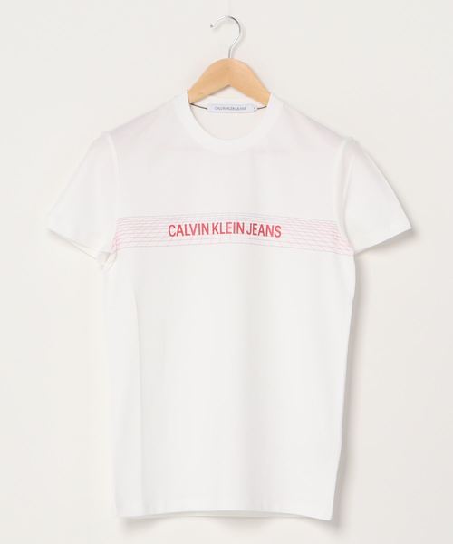 Calvin Klein（カルバン・クライン）の「ポリゴン ロゴ プリントTシャツ（Tシャツ/カットソー・メンズ・ホワイト/ブルー・S/M/L/XL）」の6枚目の写真