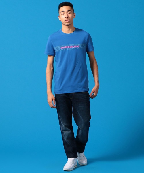 Calvin Klein（カルバン・クライン）の「ポリゴン ロゴ プリントTシャツ（Tシャツ/カットソー・メンズ・ホワイト/ブルー・S/M/L/XL）」の11枚目の写真