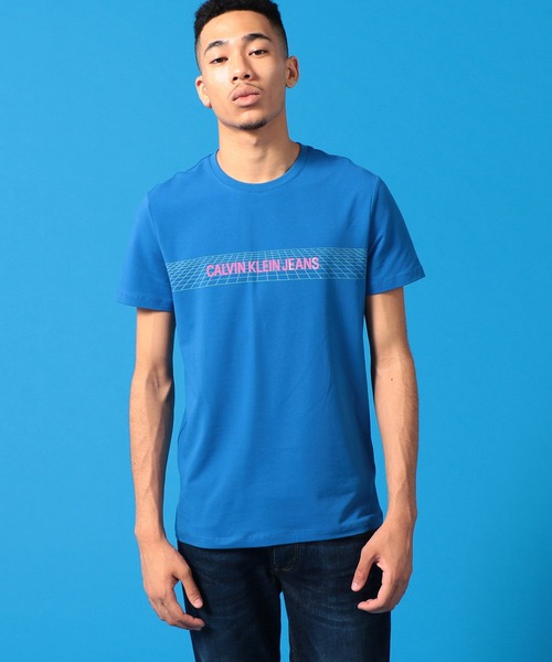 Calvin Klein（カルバン・クライン）の「ポリゴン ロゴ プリントTシャツ（Tシャツ/カットソー・メンズ・ホワイト/ブルー・S/M/L/XL）」の9枚目の写真