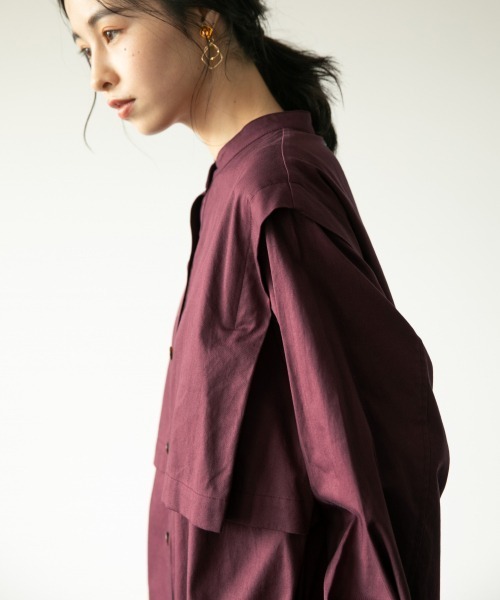 LOWRYS FARM（ローリーズファーム）の「スタンドワンピースコート　892686（ワンピース・レディース・ブラック/バーガンディー/ベージュ・FREE）」の5枚目の写真