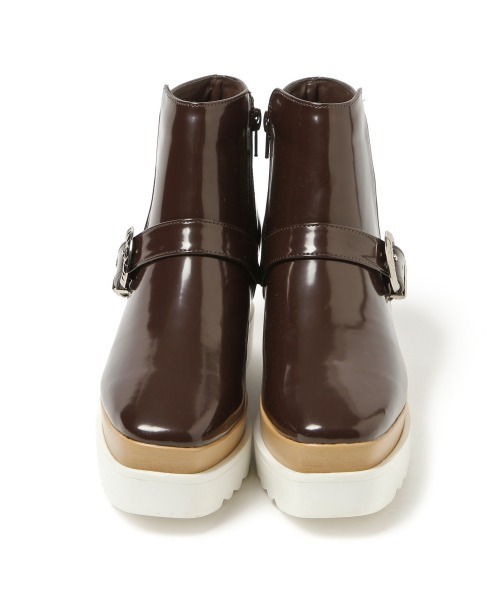 PAGEBOY（ページボーイ）の「スクエアショートブーツ（ブーツ・レディース・ブラック/ダークブラウン・LARGE/MEDIUM）」の5枚目の写真