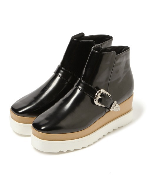 PAGEBOY（ページボーイ）の「スクエアショートブーツ（ブーツ・レディース・ブラック/ダークブラウン・LARGE/MEDIUM）」の3枚目の写真