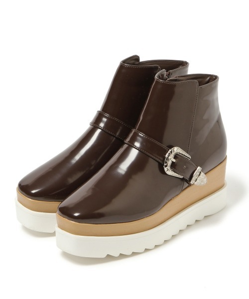 PAGEBOY（ページボーイ）の「スクエアショートブーツ（ブーツ・レディース・ブラック/ダークブラウン・LARGE/MEDIUM）」の4枚目の写真