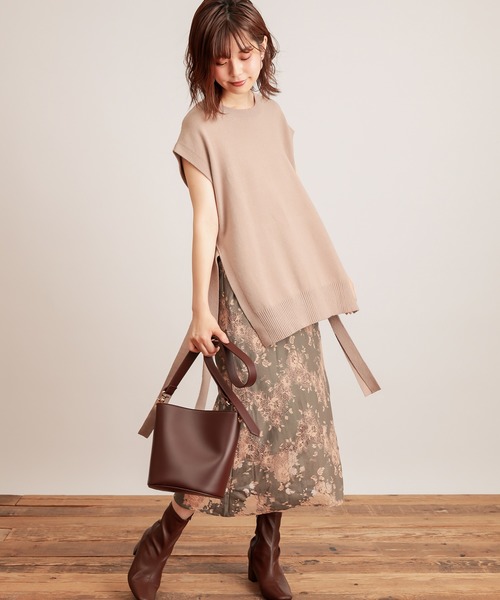 natural couture（ナチュラルクチュール）の「配色レースキャミワンピース（ワンピース・レディース・ブラウン/ブルー/オレンジ/パープル/ネイビー・FREE）」の9枚目の写真