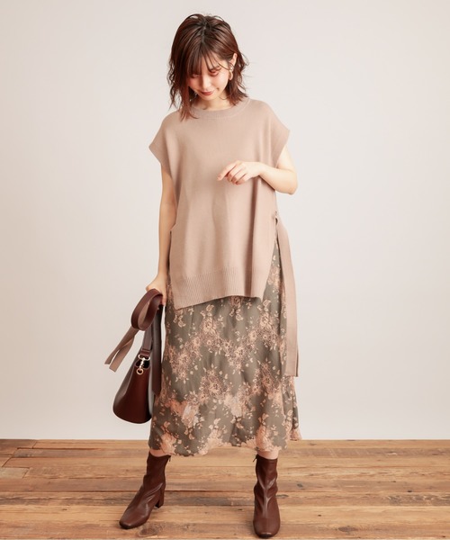 natural couture（ナチュラルクチュール）の「配色レースキャミワンピース（ワンピース・レディース・ブラウン/ブルー/オレンジ/パープル/ネイビー・FREE）」の8枚目の写真