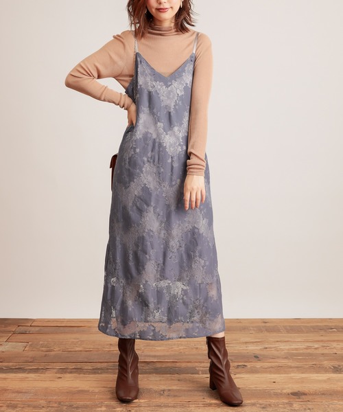 natural couture（ナチュラルクチュール）の「配色レースキャミワンピース（ワンピース・レディース・ブラウン/ブルー/オレンジ/パープル/ネイビー・FREE）」の11枚目の写真