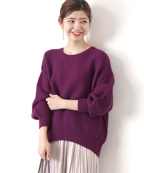 Simplicite（サンプリシテ）の「7G ガータークルーネックプルオーバー◆（ニット/セーター・レディース・グリーン/ブラウン/パープル・FREE）」の3枚目の写真