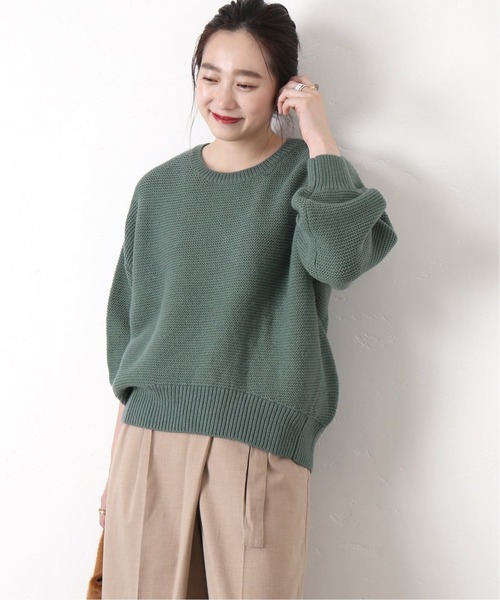 Simplicite（サンプリシテ）の「7G ガータークルーネックプルオーバー◆（ニット/セーター・レディース・グリーン/ブラウン/パープル・FREE）」の4枚目の写真