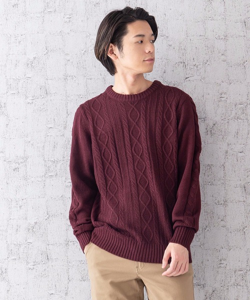 Blue Standard (ブルースタンダード)の「【BLUE STANDARD】5Gアランクルーニット/セーター(ニット/セーター・メンズ・ホワイト/ブラック/ベージュ/ネイビー/ブラウン/ブルー/杢グレー/ワイン・MEDIUM/LARGE/SMALL/X-LARGE)」の8枚目の写真