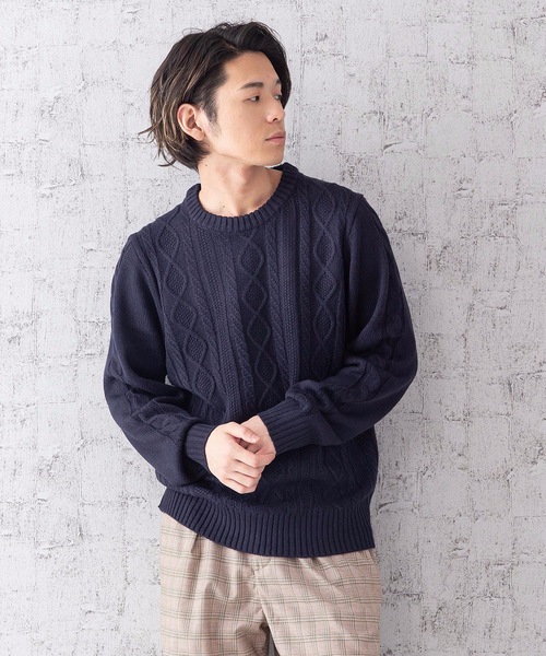 Blue Standard (ブルースタンダード)の「【BLUE STANDARD】5Gアランクルーニット/セーター(ニット/セーター・メンズ・ホワイト/ブラック/ベージュ/ネイビー/ブラウン/ブルー/杢グレー/ワイン・MEDIUM/LARGE/SMALL/X-LARGE)」の22枚目の写真