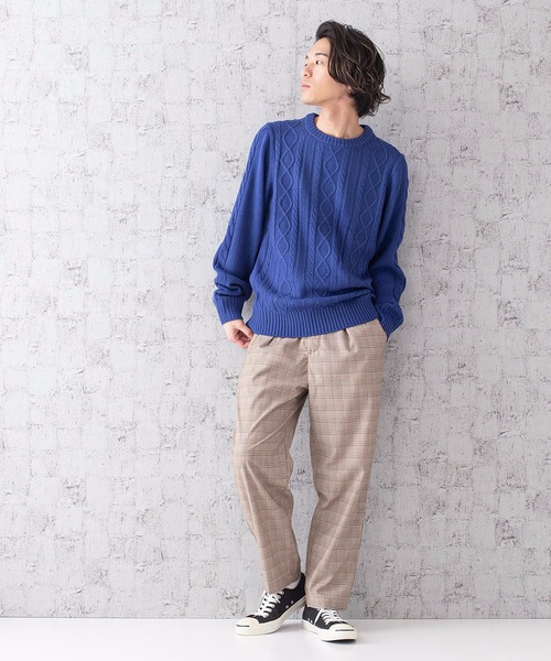 Blue Standard (ブルースタンダード)の「【BLUE STANDARD】5Gアランクルーニット/セーター(ニット/セーター・メンズ・ホワイト/ブラック/ベージュ/ネイビー/ブラウン/ブルー/杢グレー/ワイン・MEDIUM/LARGE/SMALL/X-LARGE)」の20枚目の写真