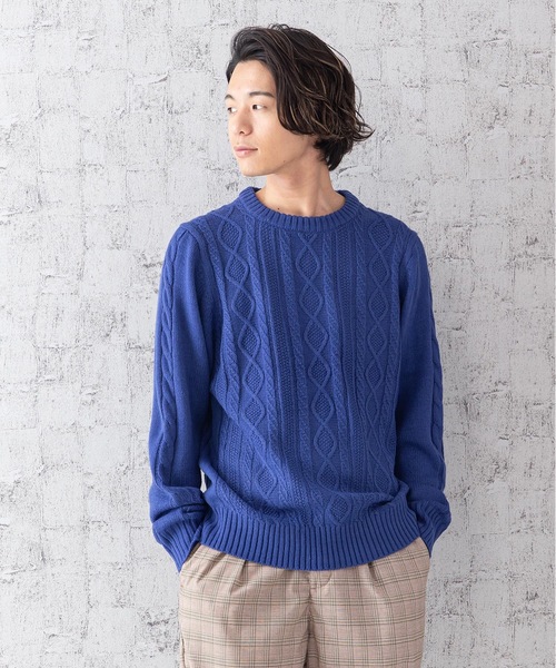 Blue Standard (ブルースタンダード)の「【BLUE STANDARD】5Gアランクルーニット/セーター(ニット/セーター・メンズ・ホワイト/ブラック/ベージュ/ネイビー/ブラウン/ブルー/杢グレー/ワイン・MEDIUM/LARGE/SMALL/X-LARGE)」の18枚目の写真