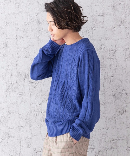 Blue Standard (ブルースタンダード)の「【BLUE STANDARD】5Gアランクルーニット/セーター(ニット/セーター・メンズ・ホワイト/ブラック/ベージュ/ネイビー/ブラウン/ブルー/杢グレー/ワイン・MEDIUM/LARGE/SMALL/X-LARGE)」の17枚目の写真