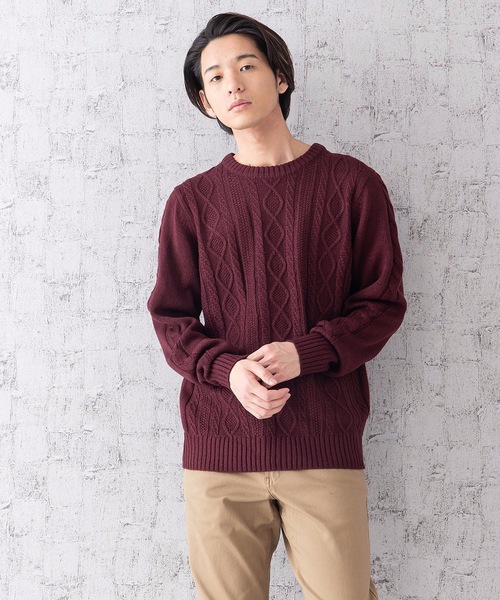 Blue Standard (ブルースタンダード)の「【BLUE STANDARD】5Gアランクルーニット/セーター(ニット/セーター・メンズ・ホワイト/ブラック/ベージュ/ネイビー/ブラウン/ブルー/杢グレー/ワイン・MEDIUM/LARGE/SMALL/X-LARGE)」の12枚目の写真