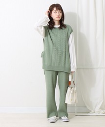 libelle more | ケーブル柄ニットベスト+リブパンツ　セット(ニット/セーター)