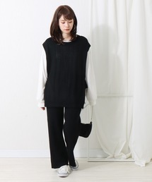 libelle more | ケーブル柄ニットベスト+リブパンツ【セットアップ】(ニット/セーター)