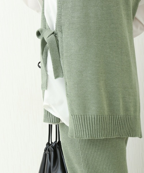 libelle more（リベル モア）の「ケーブル柄ニットベスト+リブパンツ/セットアップ（ニット/セーター・レディース・グリーン/ブラック/ライトベージュ・L/M）」の14枚目の写真