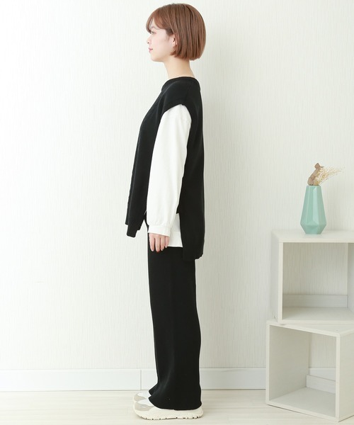 libelle more（リベル モア）の「ケーブル柄ニットベスト+リブパンツ/セットアップ（ニット/セーター・レディース・グリーン/ブラック/ライトベージュ・L/M）」の20枚目の写真