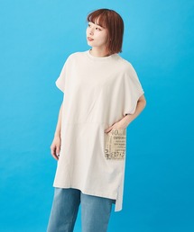 CUBE SUGAR（キューブシュガー）の「OE天竺 × 布帛 × フライス ビッグフレンチスリーブ チュニック（Tシャツ/カットソー）」