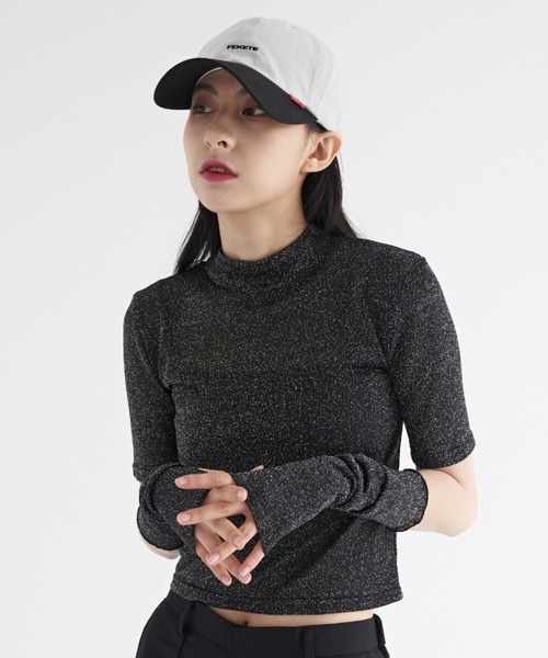 FEKETE(フェケテ)の「FEKETE MADE BLING BLING TEE AND ARM COVER(Tシャツ/カットソー・レディース・ネイビー/ピンク/ブラック/ホワイト/ライム・FREE)」の3枚目の写真