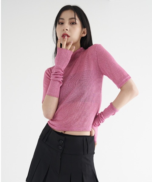 FEKETE(フェケテ)の「FEKETE MADE BLING BLING TEE AND ARM COVER(Tシャツ/カットソー・レディース・ネイビー/ピンク/ブラック/ホワイト/ライム・FREE)」の19枚目の写真