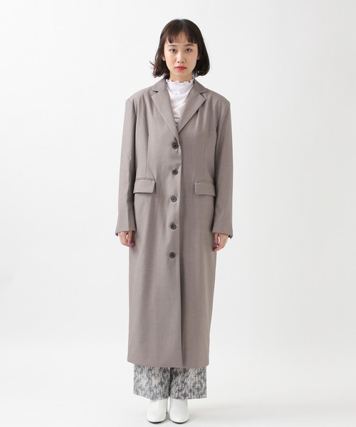 ROCKET x LUNCH（ロケットアンドランチ）の「ROCKET×LUNCH／ロングジャケットコート　2932530（チェスターコート・レディース・ライトグレー/ブラック・SMALL）」の5枚目の写真