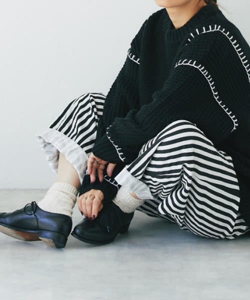 and R（アンドアール）の「ストライプサーカスパンツ（その他パンツ・レディース・ネイビー/ブラック・FREE）」の21枚目の写真