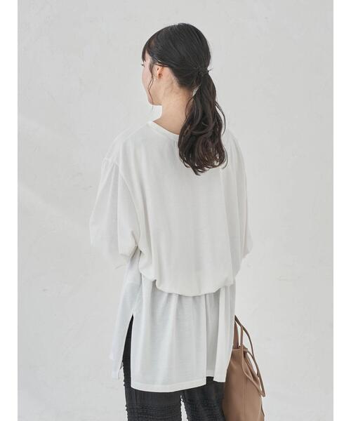 earth music&ecology（アースミュージックアンドエコロジー）の「前後2WAYカットチュニック ＊（Tシャツ/カットソー・レディース・ブラック/オフホワイト/サックスブルー/グレイッシュベージュ・FREE）」の10枚目の写真