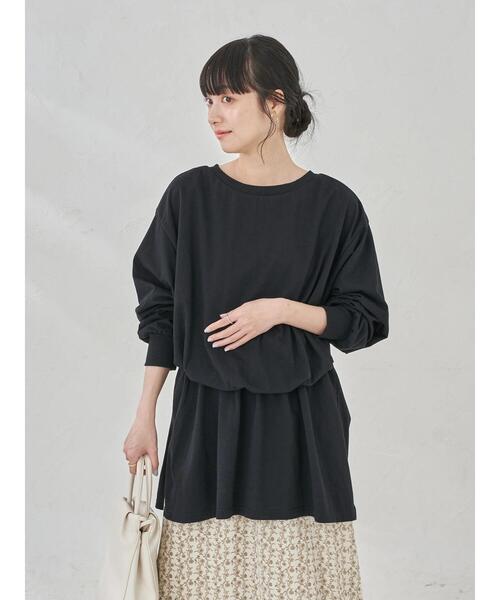 earth music&ecology（アースミュージックアンドエコロジー）の「前後2WAYカットチュニック ＊（Tシャツ/カットソー・レディース・ブラック/オフホワイト/サックスブルー/グレイッシュベージュ・FREE）」の18枚目の写真