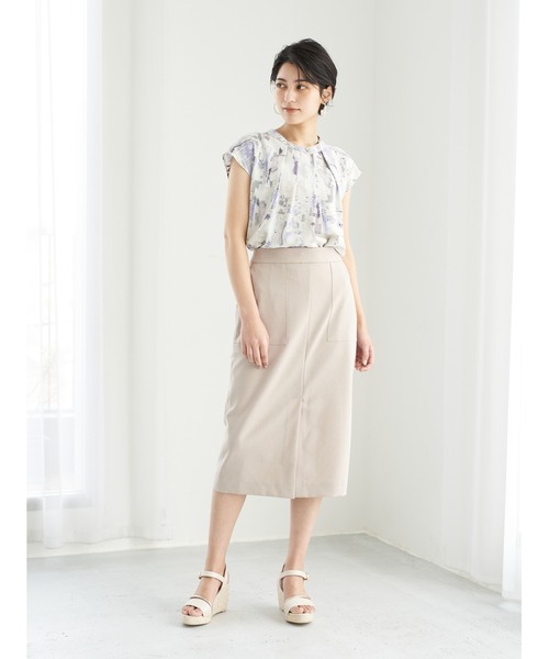 YECCA VECCA（イェッカヴェッカ）の「水彩画風プリントブラウス　＊（シャツ/ブラウス・レディース・パープル/サックスブルー・FREE）」の3枚目の写真