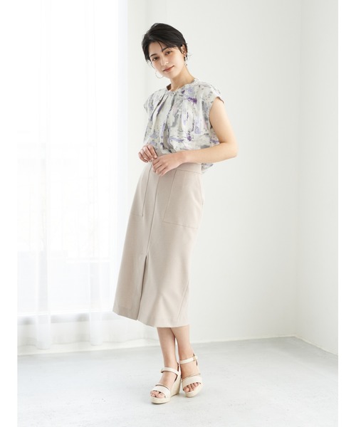 YECCA VECCA（イェッカヴェッカ）の「水彩画風プリントブラウス　＊（シャツ/ブラウス・レディース・パープル/サックスブルー・FREE）」の4枚目の写真