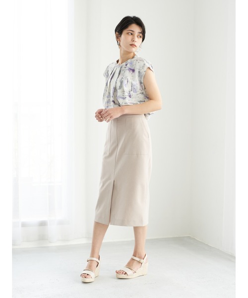 YECCA VECCA（イェッカヴェッカ）の「水彩画風プリントブラウス　＊（シャツ/ブラウス・レディース・パープル/サックスブルー・FREE）」の5枚目の写真