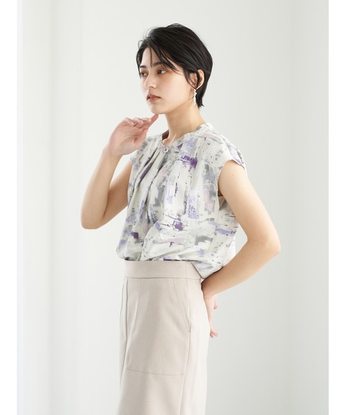 YECCA VECCA（イェッカヴェッカ）の「水彩画風プリントブラウス　＊（シャツ/ブラウス・レディース・パープル/サックスブルー・FREE）」の9枚目の写真