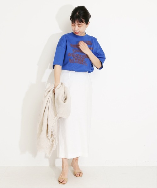 VERMEIL par iena（ヴェルメイユパーイエナ）の「フロッキーフレンチロゴ ショートスリーブTシャツ◆（Tシャツ/カットソー・レディース・ホワイト系その他3/サックスブルー/ホワイト・FREE）」の4枚目の写真