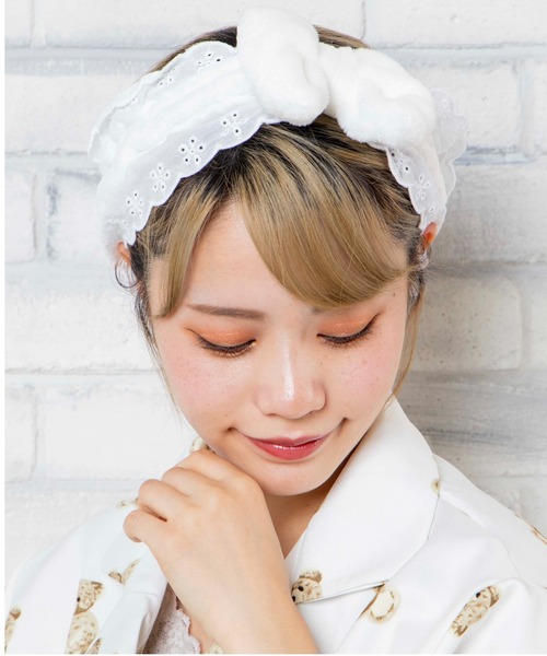 WEGO（ウィゴー）の「WEGO/レースリボンヘアバン（ヘアバンド・レディース・ホワイト/パープル/サックスブルー/オレンジ・FREE）」の2枚目の写真