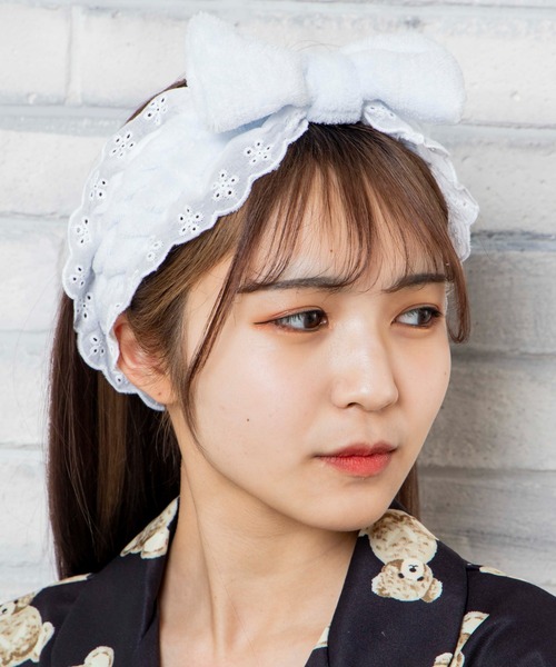 WEGO（ウィゴー）の「WEGO/レースリボンヘアバン（ヘアバンド・レディース・ホワイト/パープル/サックスブルー/オレンジ・FREE）」の3枚目の写真