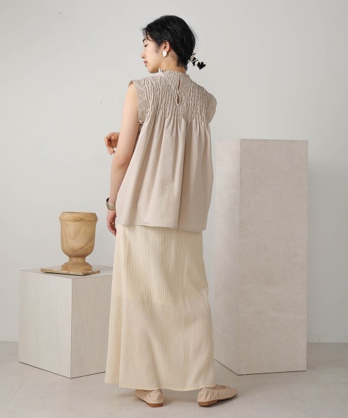 Bab(バブ)の「【WEB限定】ボタンデザインスリットロングスカート(スカート・レディース・ベージュ/アイボリー/ミント・38)」の6枚目の写真