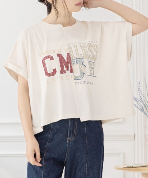 トップスリメイク風カレッジショートtシャツ Tシャツ カットソー Mysa Liina ミーサリーナ のファッション