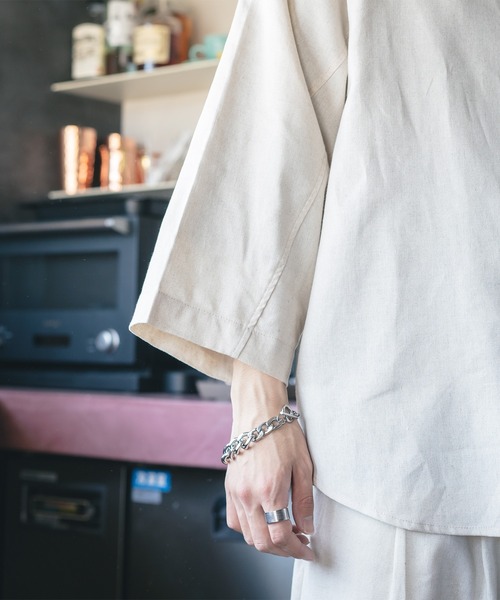 epnok（エプノック）の「リネンルーズシャツ（シャツ/ブラウス・メンズ・ダークブラウン/オフホワイト・MEDIUM/SMALL/LARGE）」の16枚目の写真