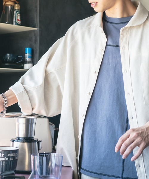 epnok（エプノック）の「リネンルーズシャツ（シャツ/ブラウス・メンズ・ダークブラウン/オフホワイト・MEDIUM/SMALL/LARGE）」の14枚目の写真