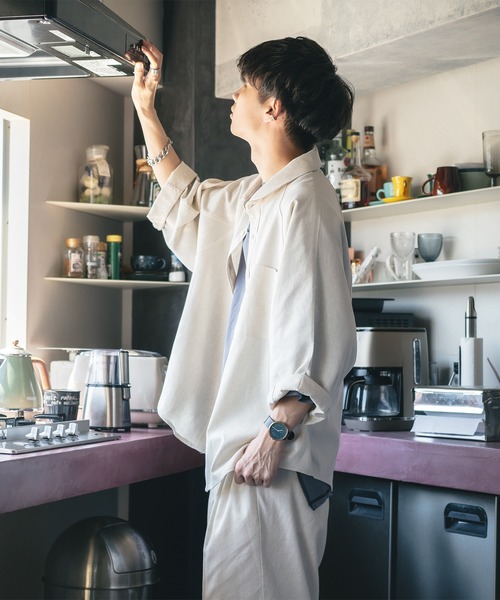 epnok（エプノック）の「リネンルーズシャツ（シャツ/ブラウス・メンズ・ダークブラウン/オフホワイト・MEDIUM/SMALL/LARGE）」の4枚目の写真