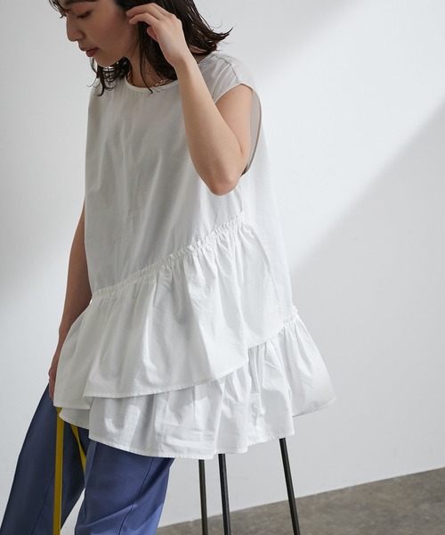 【WEB限定】コットン変形ティアードブラウス