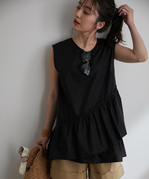 【WEB限定】コットン変形ティアードブラウス