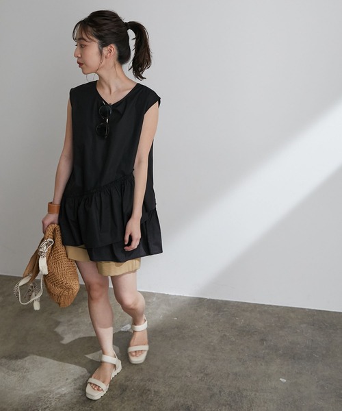 【WEB限定】コットン変形ティアードブラウス