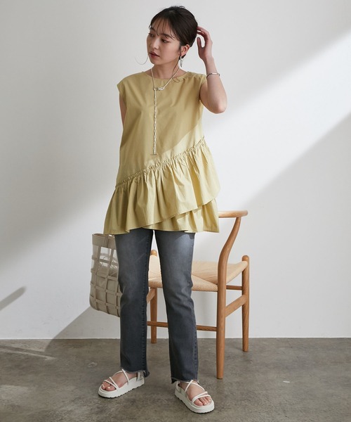 【WEB限定】コットン変形ティアードブラウス