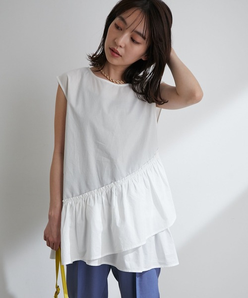 【WEB限定】コットン変形ティアードブラウス